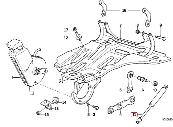 BMW E31 Headlight Shock Absorber — Pair, 2 Required (Replaces OEM 63128124448)